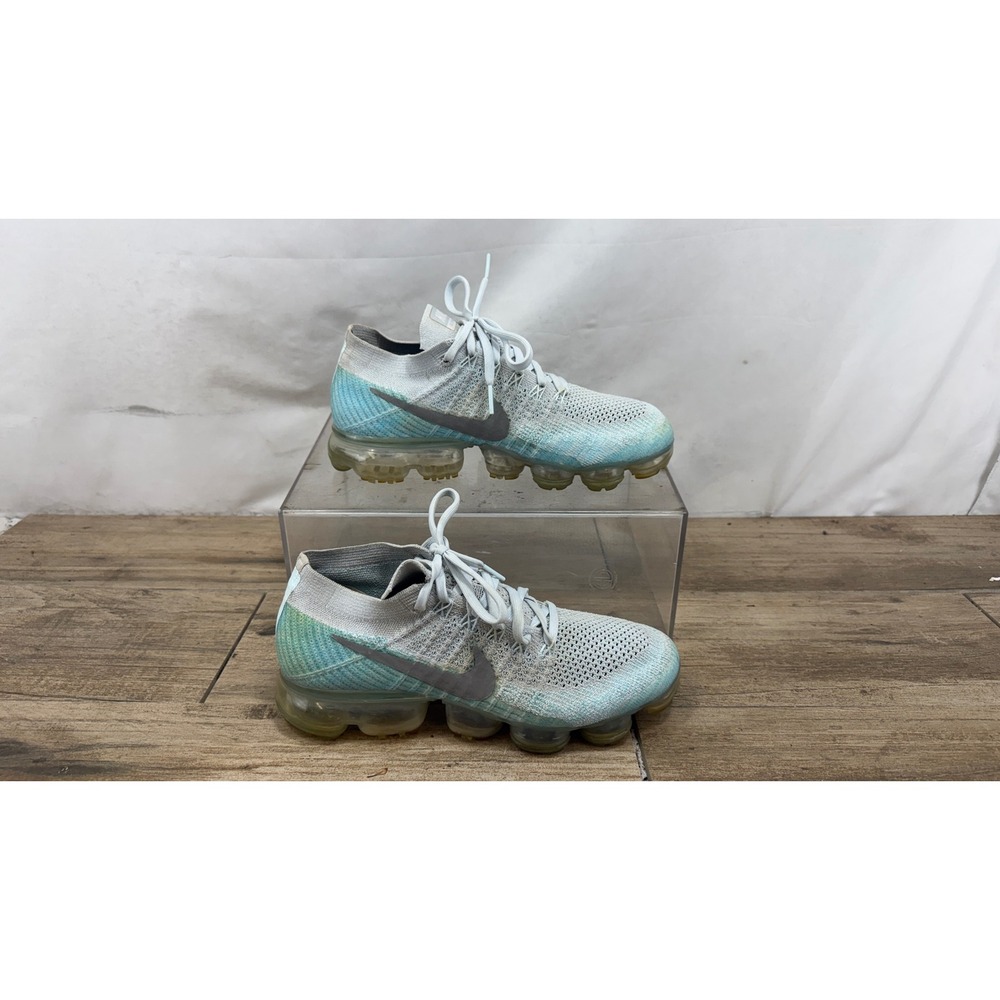 Nike Air VaporMax Flyknit Glacier Blue White Running Shoes 849557-014 Womens 8.5